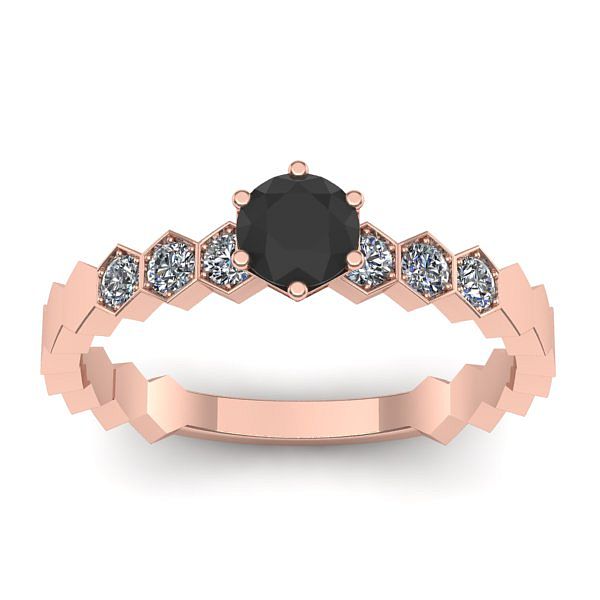 Inel logodna cu diamant negru rotund