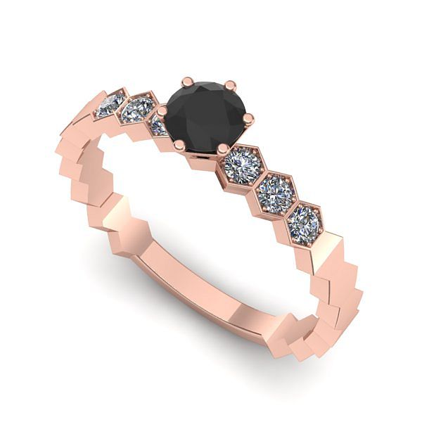 Inel din aur roz cu diamant negru