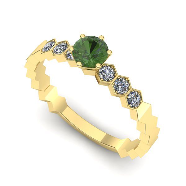 Inel logodna din aur galben cu peridot
