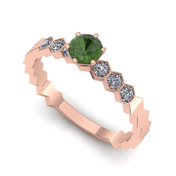 Inel de logodna din aur roz cu peridot