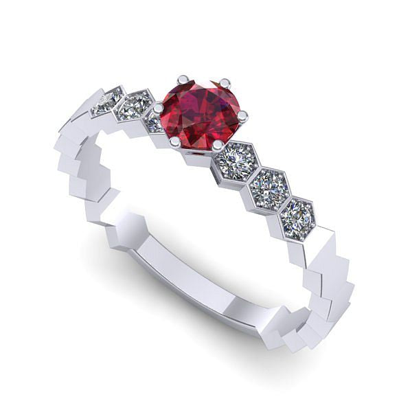 Inel de logodna din aur alb cu rubin
