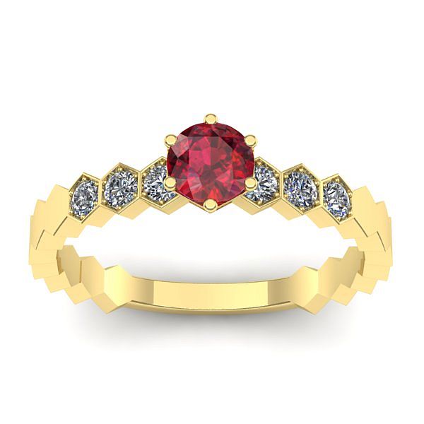 Inel de logodna cu rubin rotund