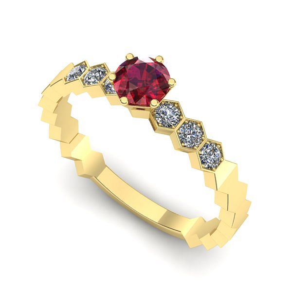 Inel din aur galben cu rubin