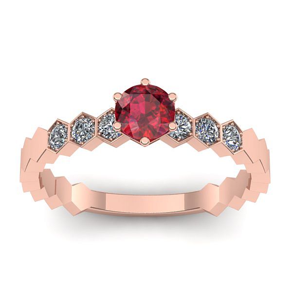 Inel de logodna cu rubin rotund