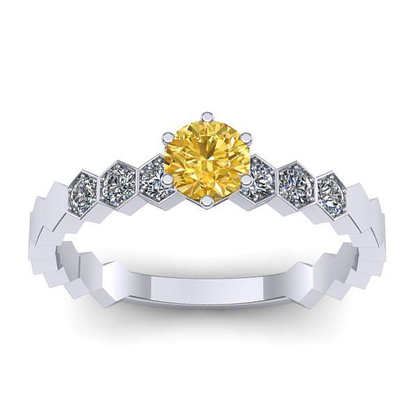 Inel logodna cu safir galben rotund