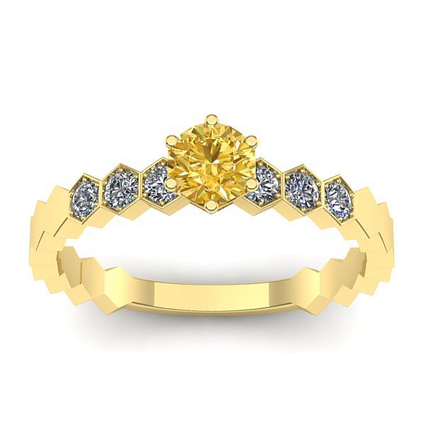 Inel logodna cu safir galben rotund