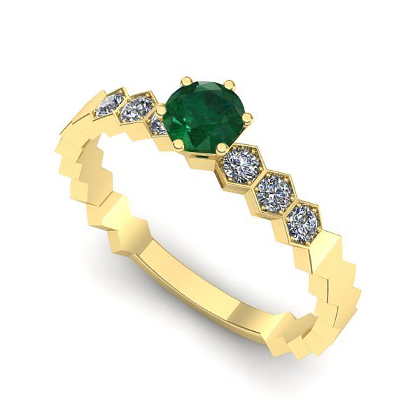 Inel din aur galben cu smarald