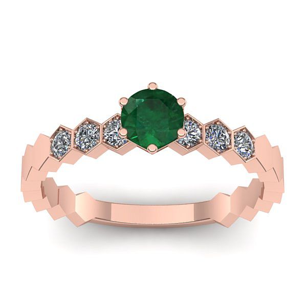 Inel logodna cu smarald rotund