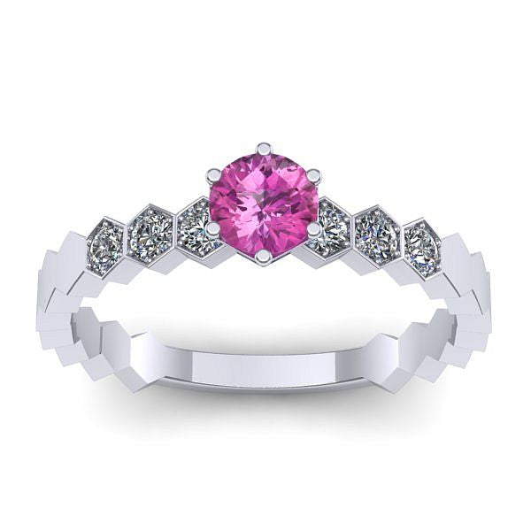 Inel de logodna cu safir roz rotund