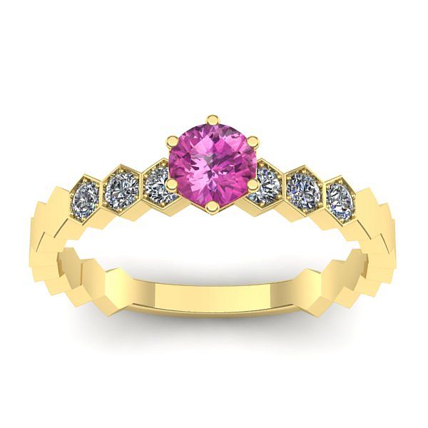 Inel de logodna cu safir roz rotund