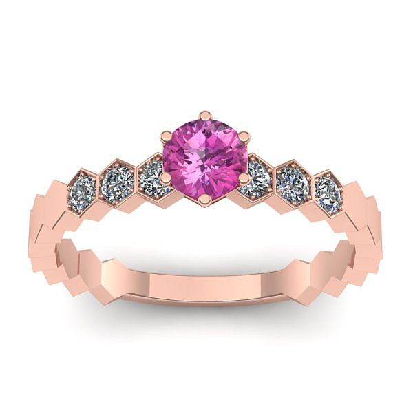 Inel de logodna cu safir roz rotund