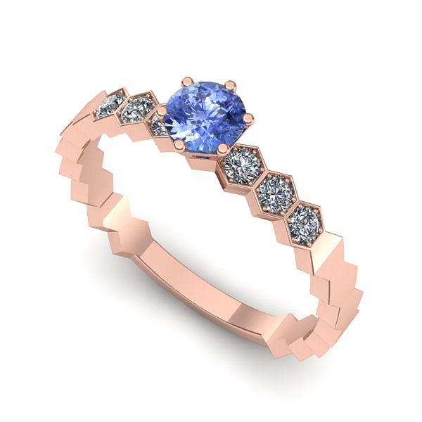 Inel logodna din aur roz cu tanzanit