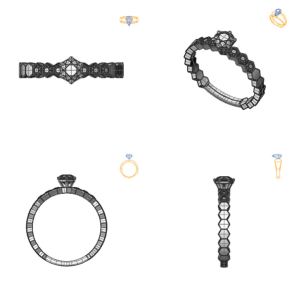 Inel sidestone cu safir galben