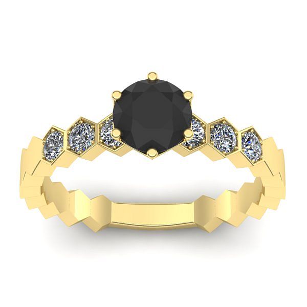 Inel de logodna cu diamant negru rotund