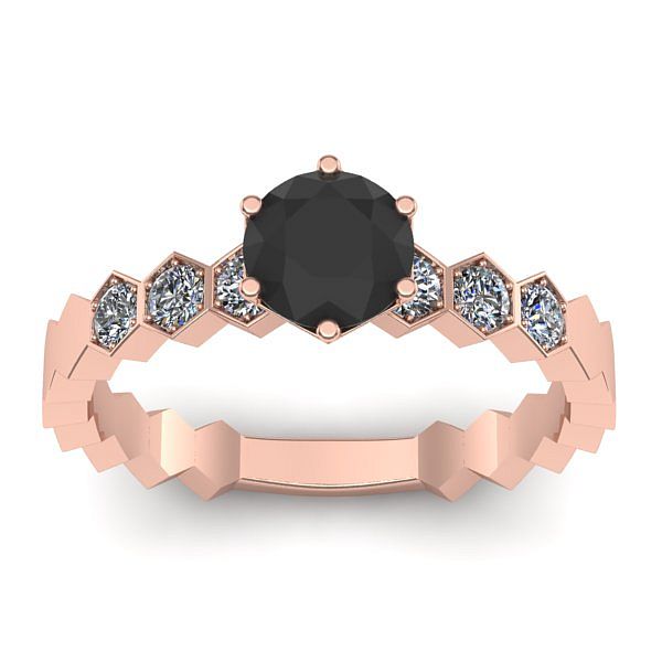 Inel logodna cu diamant negru rotund