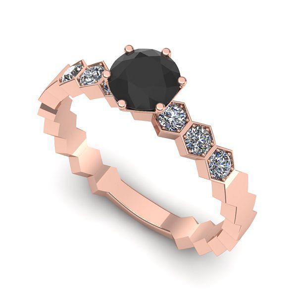 Inel logodna din aur roz cu diamant negru