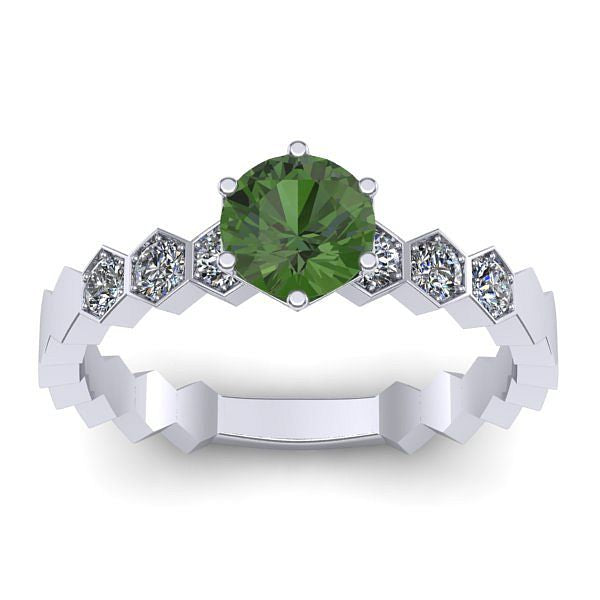 Inel cu peridot rotund