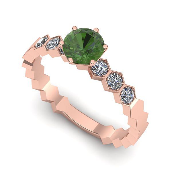 Inel din aur roz cu peridot