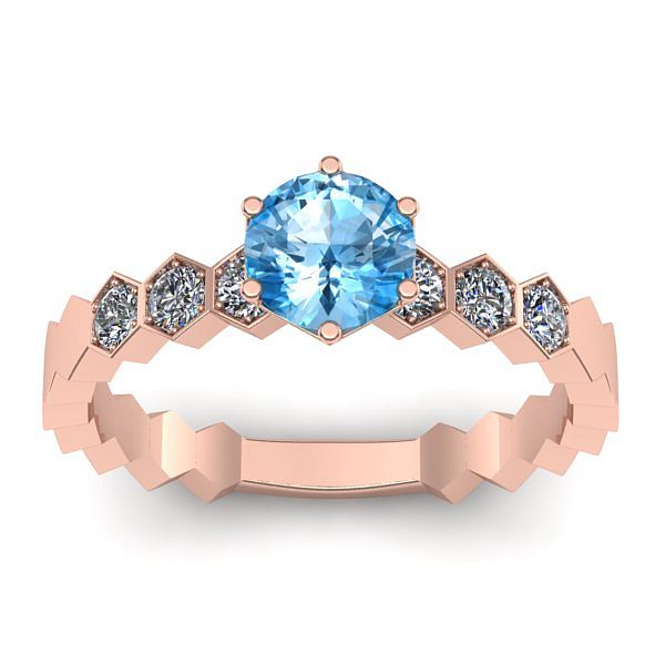 Inel cu topaz blue rotund