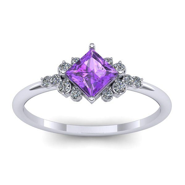 Inel logodna cu ametist patrat