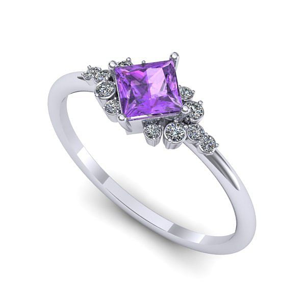 Inel din aur alb cu ametist