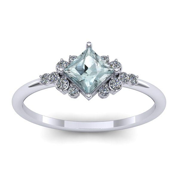 Inel cu aquamarin patrat