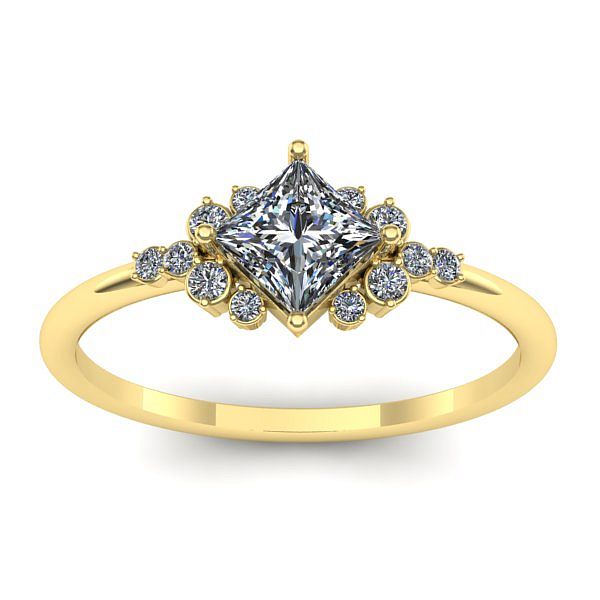 Inel cu diamant patrat