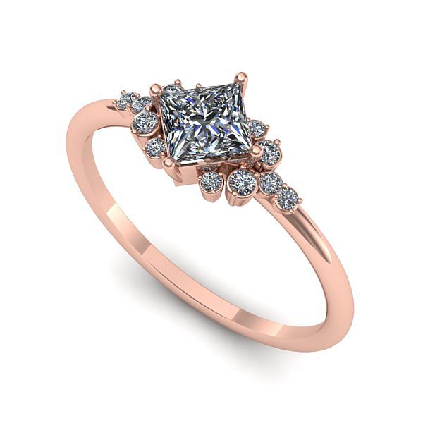 Inel logodna din aur roz cu diamant