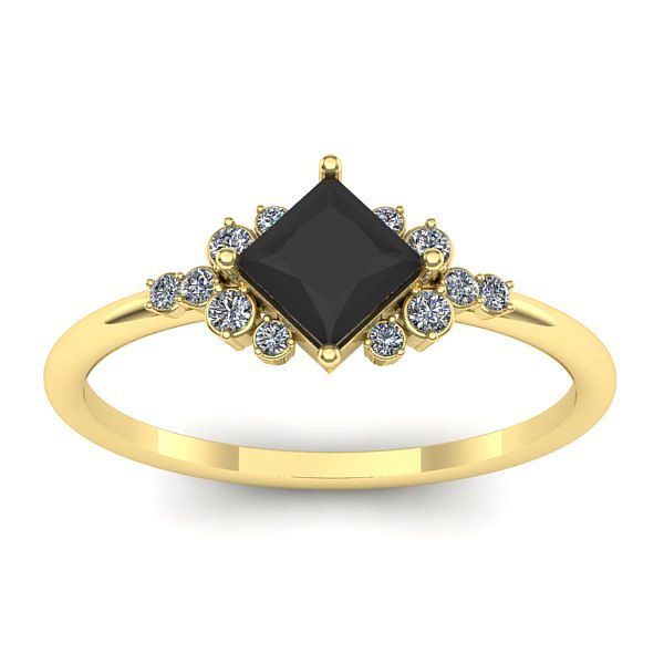 Inel logodna cu diamant negru patrat