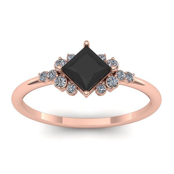 Inel de logodna cu diamant negru patrat