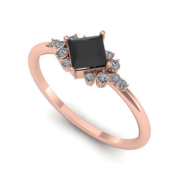Inel logodna din aur roz cu diamant negru