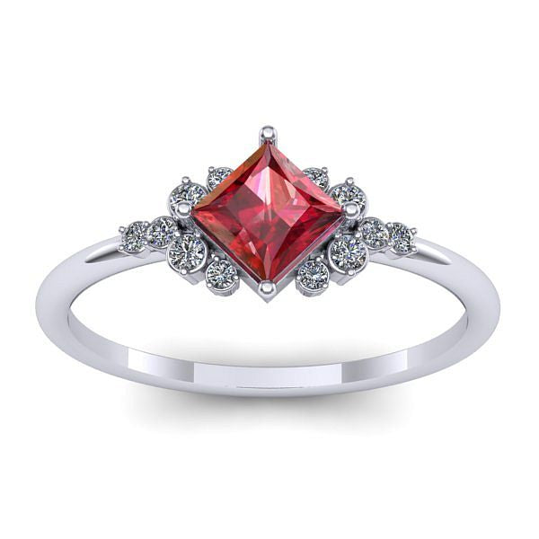 Inel logodna cu rubin patrat