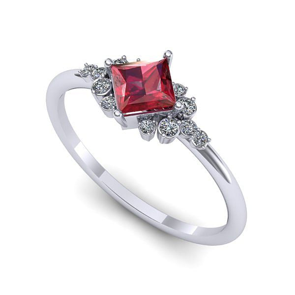 Inel de logodna din aur alb cu rubin