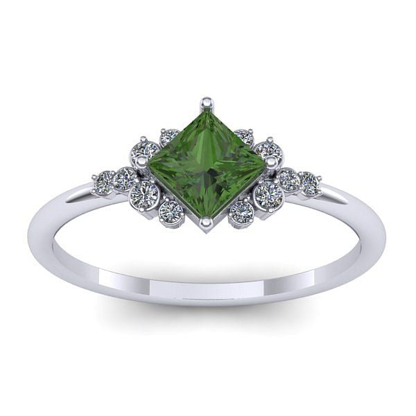 Inel cu peridot patrat