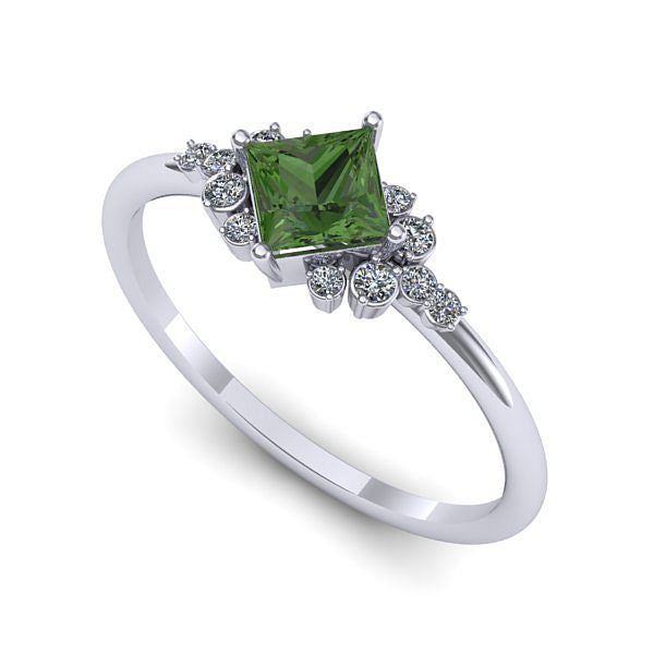 Inel din aur alb cu peridot