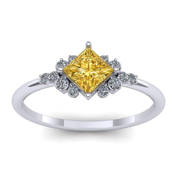 Inel cu safir galben patrat