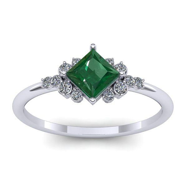 Inel de logodna cu smarald patrat