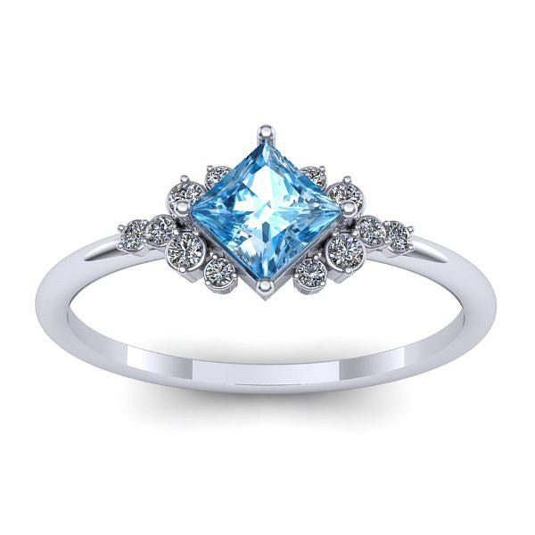 Inel cu topaz blue patrat
