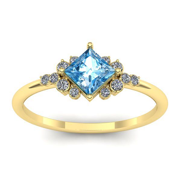 Inel cu topaz blue patrat