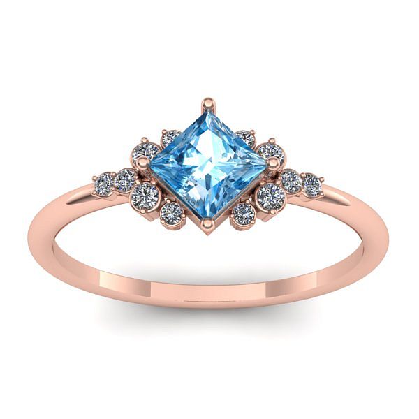 Inel logodna cu topaz blue patrat