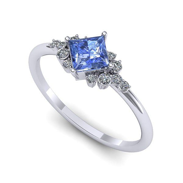 Inel de logodna din aur alb cu tanzanit