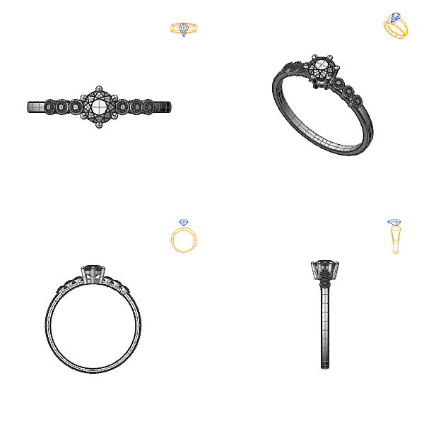 Inel logodna sidestone cu diamant negru