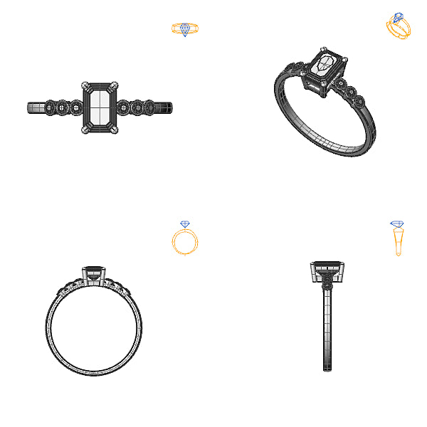 Inel logodna sidestone cu safir roz