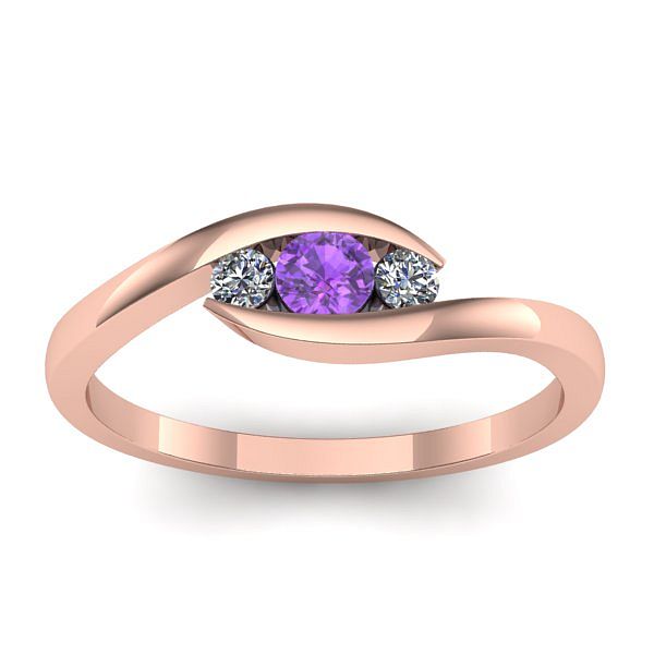 Inel logodna cu ametist rotund
