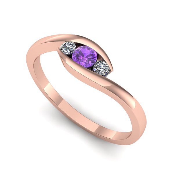 Inel din aur roz cu ametist