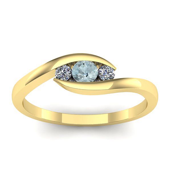 Inel de logodna cu aquamarin rotund