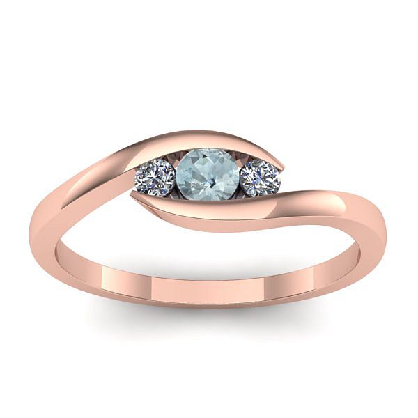 Inel cu aquamarin rotund