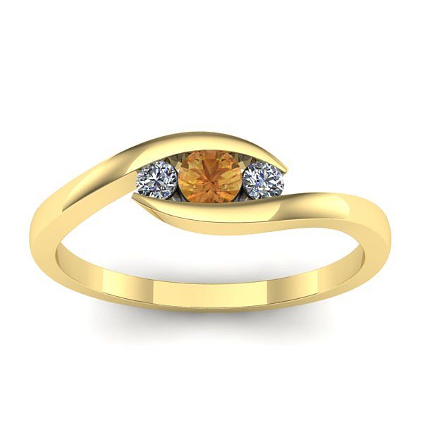 Inel cu citrin rotund