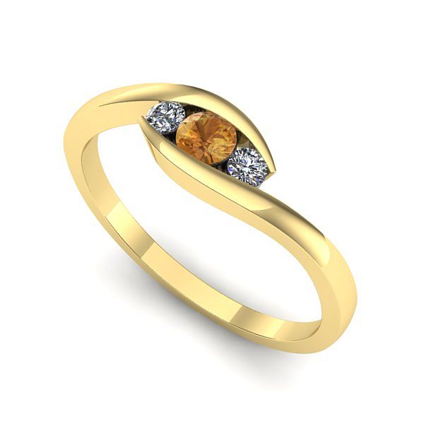Inel logodna din aur galben cu citrin