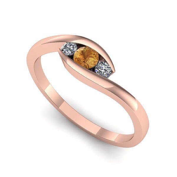 Inel din aur roz cu citrin